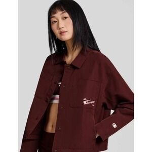 Champion Women's Size XL Snap Front Top Jacket Coat Vintage Maroon Burgundy